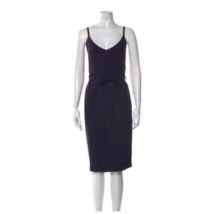 Malia Mills Authentic Solid Navy Blue V Neck Tank Knee Length Dress 6 Small